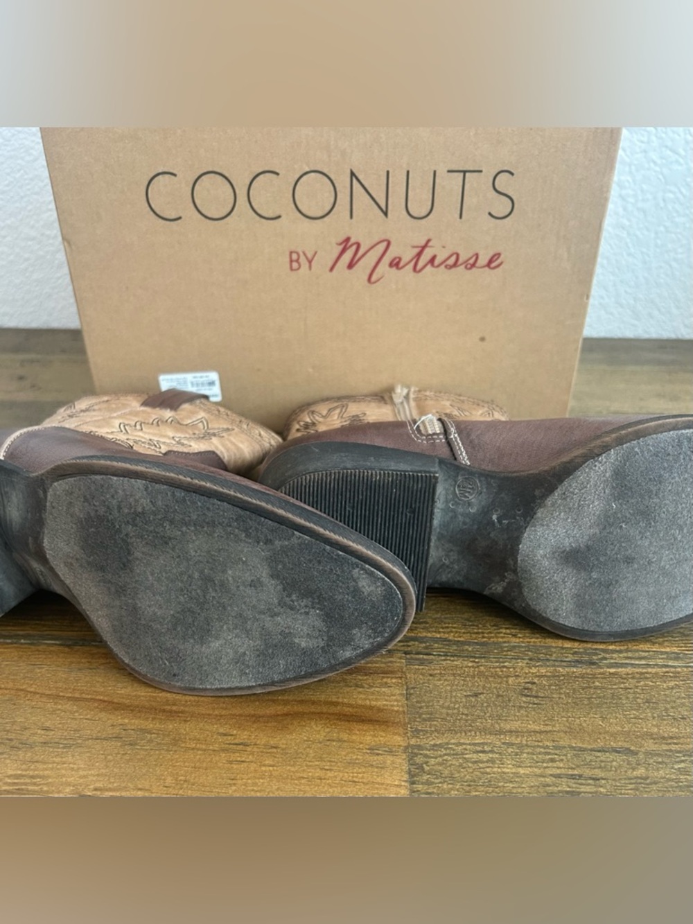 Coconuts by Matisse Two-Tone Western Ankle Boots - Brown & Tan - Picture 4 of 11